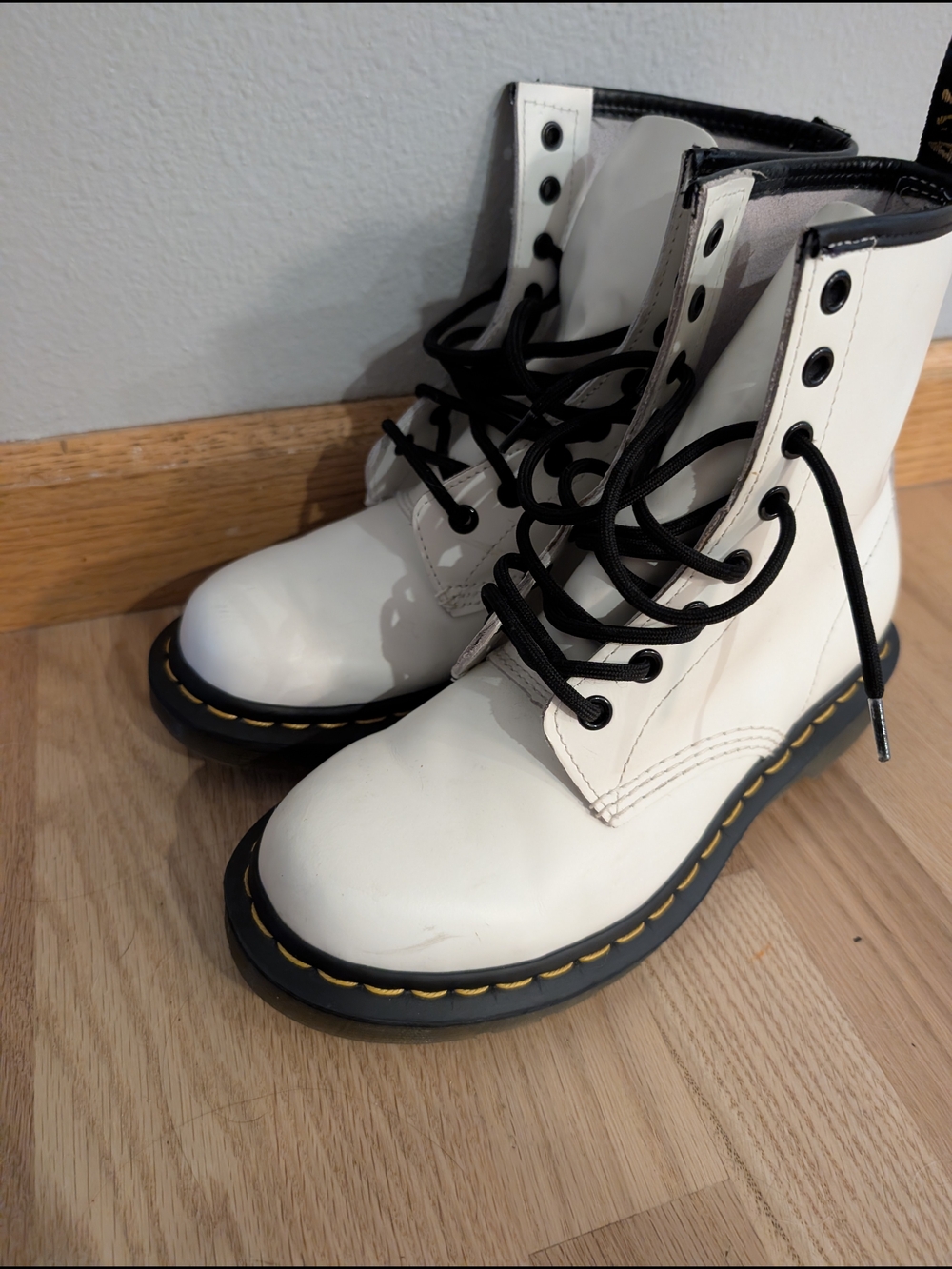Dr. Martens White Boot with Black Laces